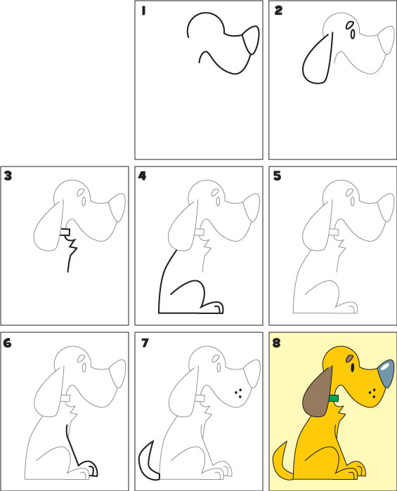 how to draw a dog step by step for kids easy